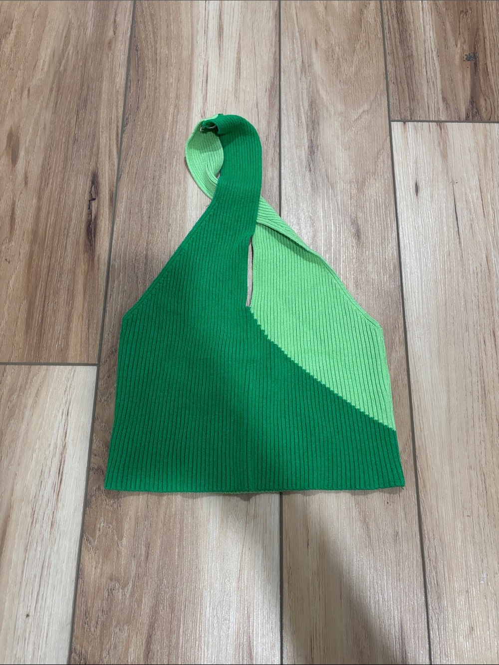Kids Two-Tone Green Knit Halter Top